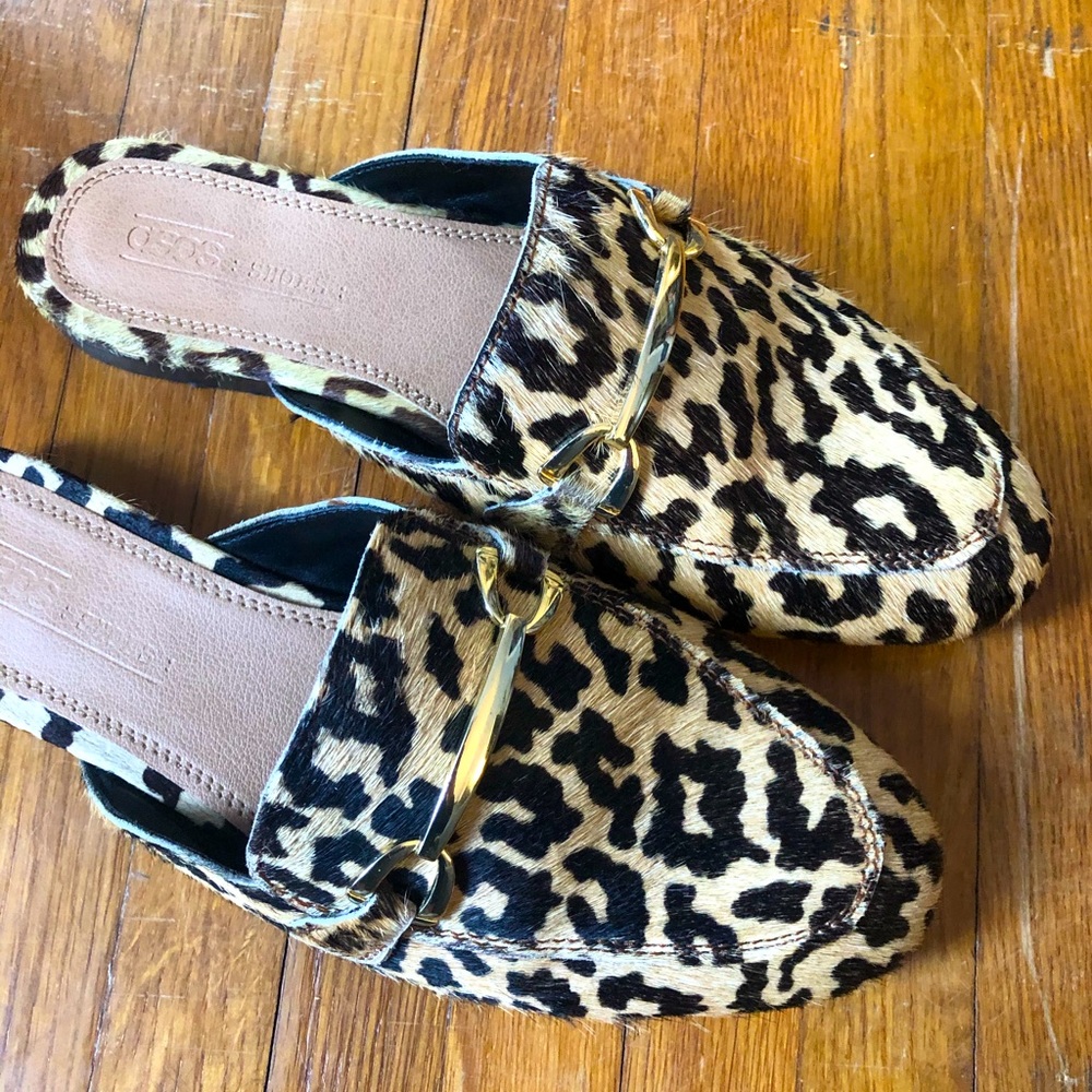 ASOS cheetah print mule slides size 7